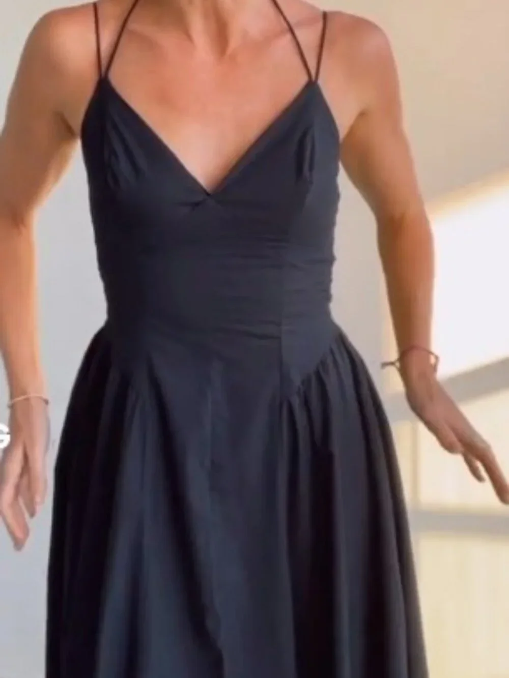 NWT ABERCROMBIE & FITCH Spaghetti Strap Black Dress